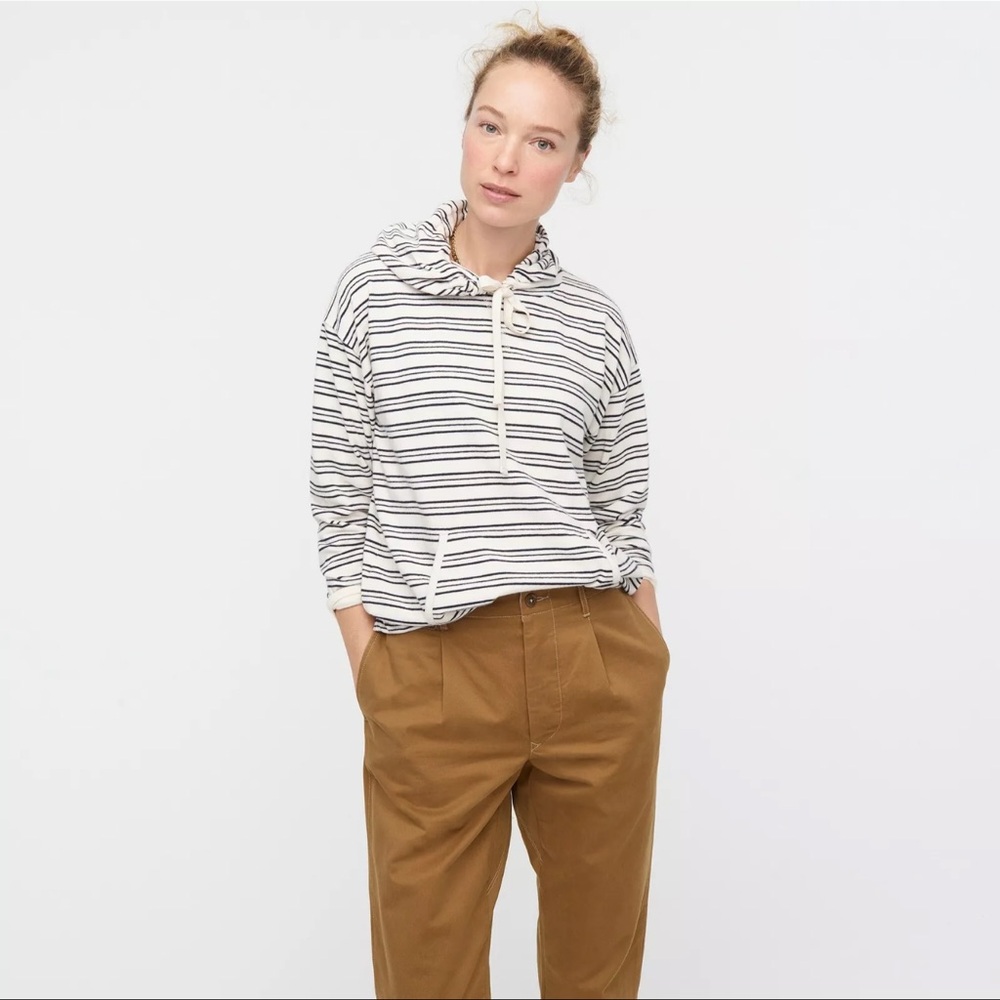 J.Crew Drawstring Striped Hoodie in Terry - BNWT!
